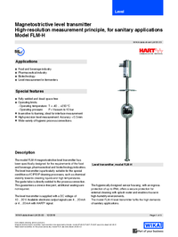 Thumbnail of document Data Sheet - FLM-H Magnetostrictive Level Sensor
